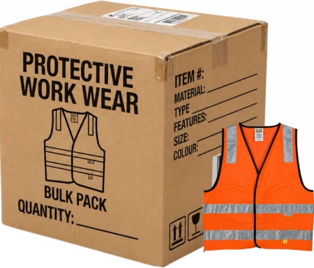 Carton of 100 Maxisafe Hi-Vis Orange Safety Vest Day/Night Visibility