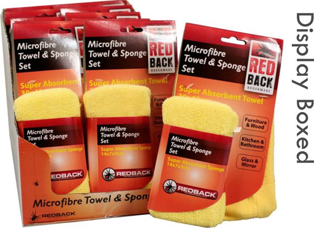 Redback Microfibre Towel & Sponge Set