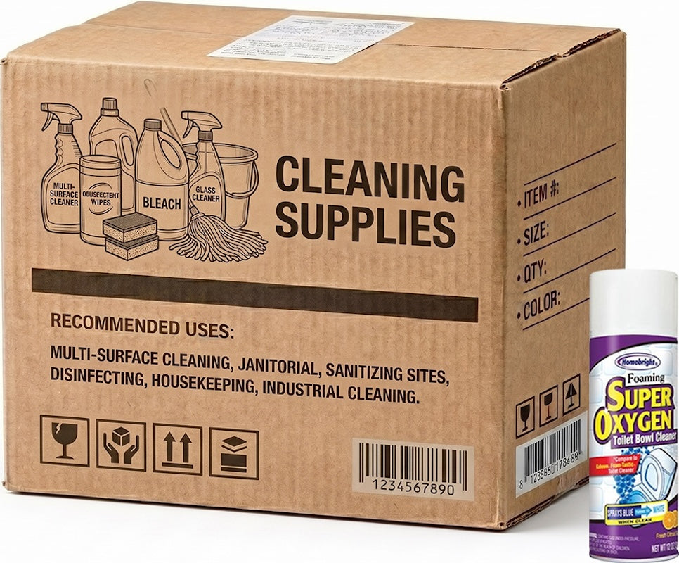 Carton of 12 HomeBright Foaming Super Oxygen Toilet Bowl Fresh Citrus 340g