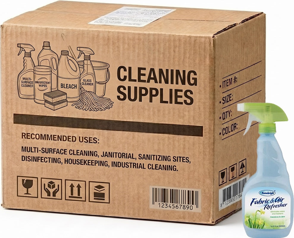 Carton of 12 HomeBright Fabric & Air Refresher 500ml Trigger Bottle - Meadow & Dew