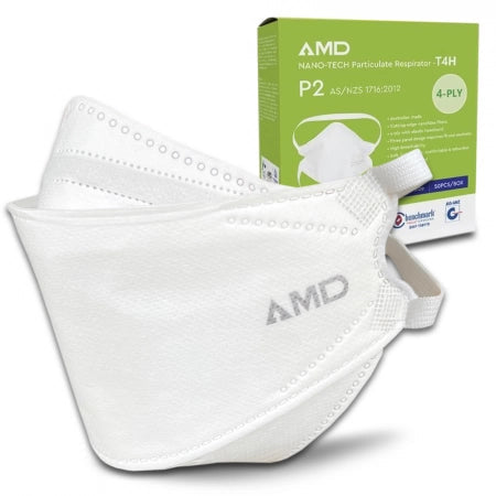 AMD P2 N95 Nano-Tech 4-Layer Particulate Respirator Face Mask Headbands Size SMALL ~ Box of 50