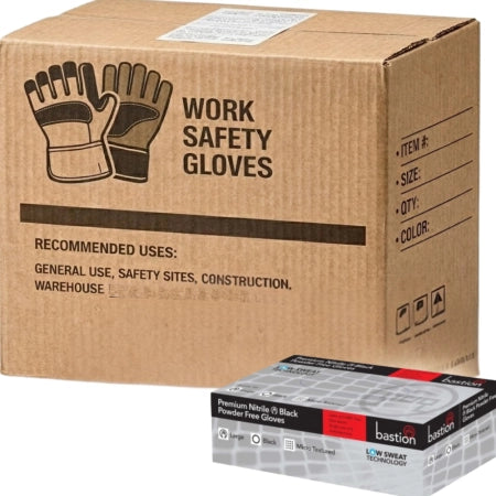 Carton of 1000 Black Nitrile Gloves Micro Textured Heavy Duty Powder Free - Small