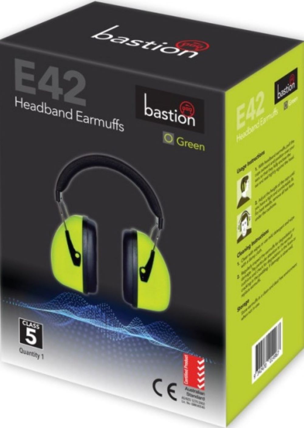 E42 High Visibility Green Class 5 Earmuff