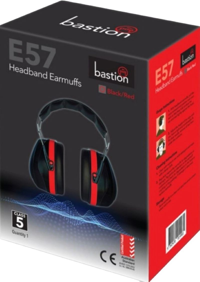 E57 Black/Red Class 5 Earmuff
