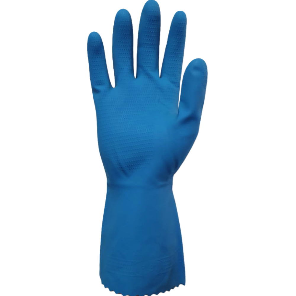 Pack of 12 Silverlined Rubber Gloves, Blue, Honeycomb Grip,
