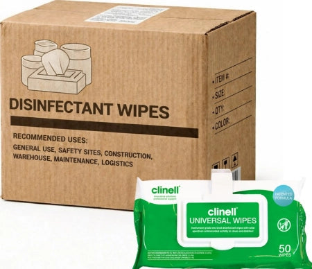 Carton of 24 Clinell Universal Disinfectant Wipes Clip