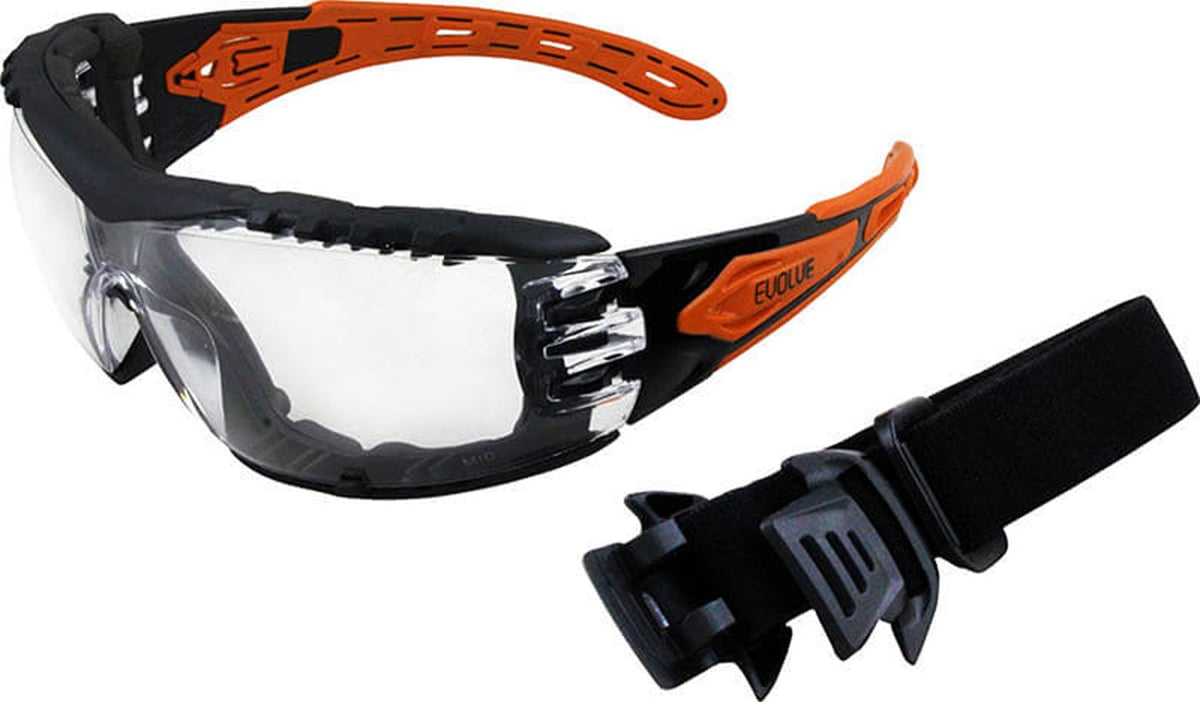 Maxisafe EVOLVE Safety Glasses with Gasket & Headband Clear Lens EVO370-GH