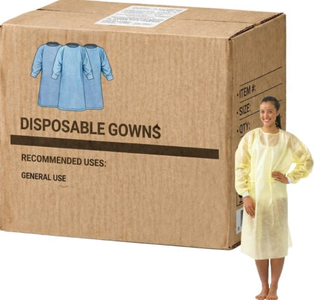 Carton of 100 HALYARD Impervious Full Back Comfort Gown, Yellow