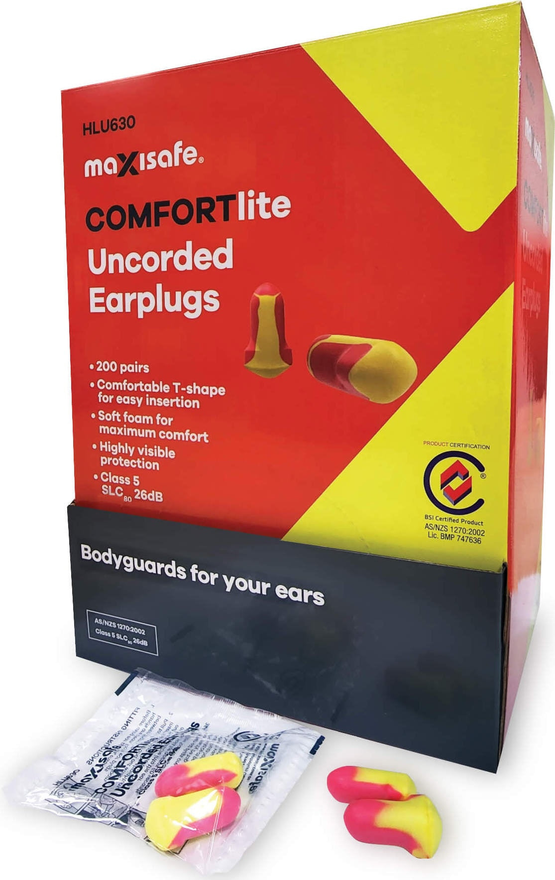 Maxisafe COMFORTlite T-Shaped Uncorded Earplugs Class 5 - Box of 200 Pair