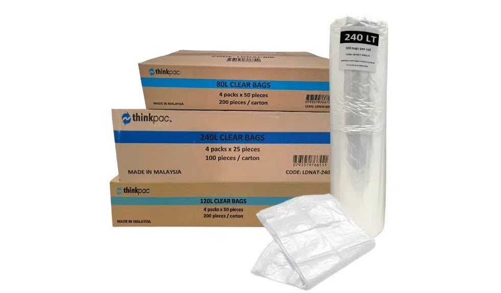 Pallet of 120 120L Clear Bin Liners - 32 Micron LDPE (Super Strength)