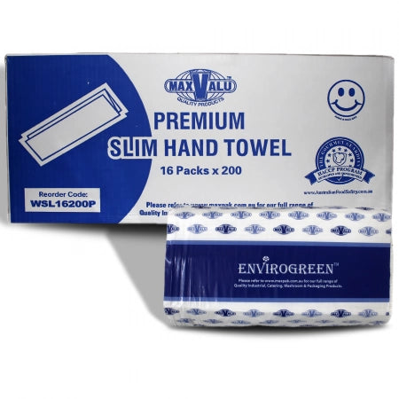 16 Packs 200pcs MaxValu Hand Paper Towel Tissue Premium Slim Fold