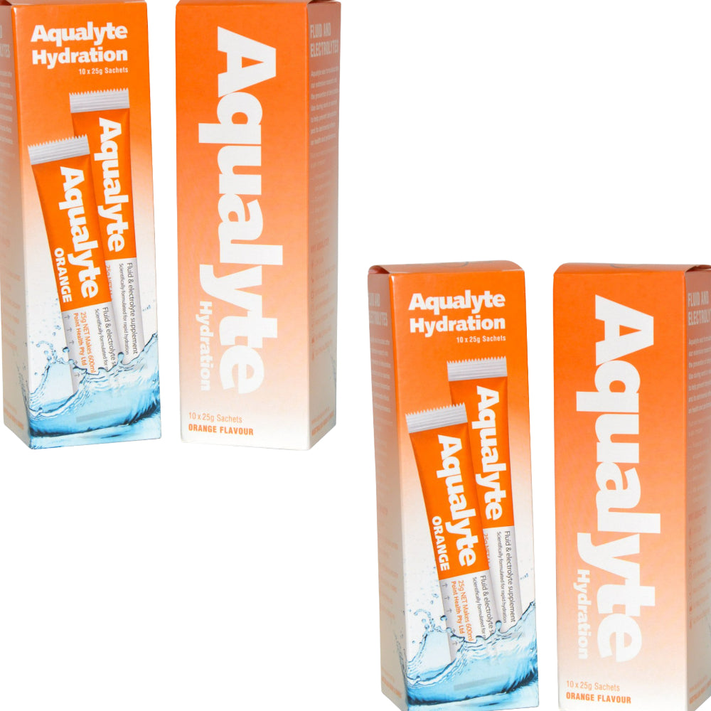 Box of 50 Maxisafe Aqualyte Electrolyte Powder Orange Flavoured Sachets 25g