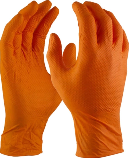 Box of 100 pcs Maxisafe ORANGE SHIELD Extra Heavy Duty Disposable Nitrile Gloves