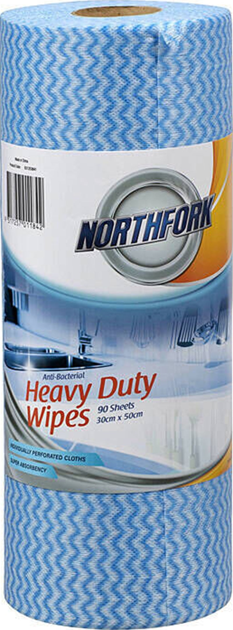 Northfork Heavy Duty Antibacterial Perforated Wipes 45m Roll 90 Sheet