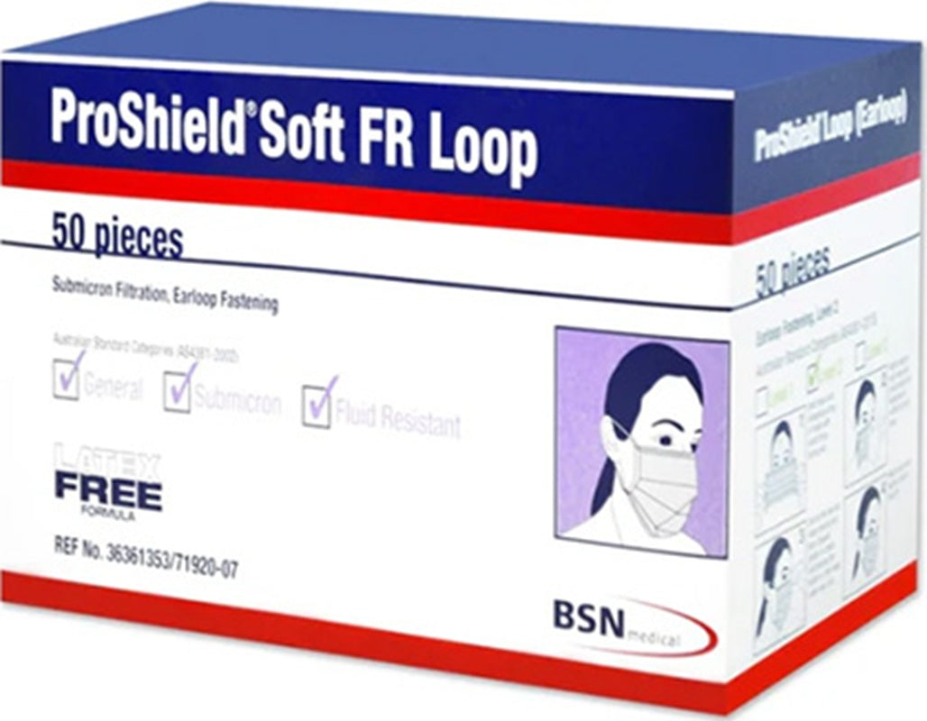 Proshield® Soft FR Loop Level 2, Super Filtration, Fluid Resistant, Loop Mask - 50 Pack