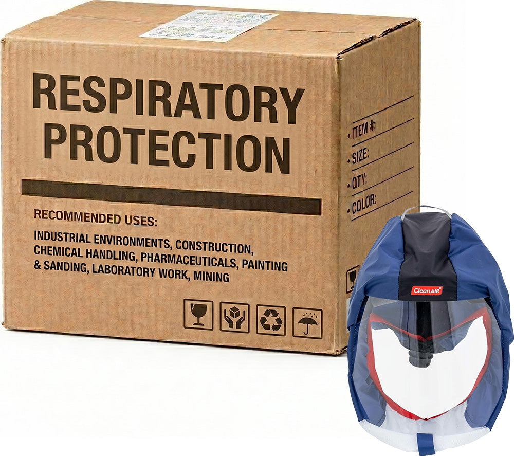 Carton of 5 CleanAir Protective Short Respiratory Hood CA-1 - Blue