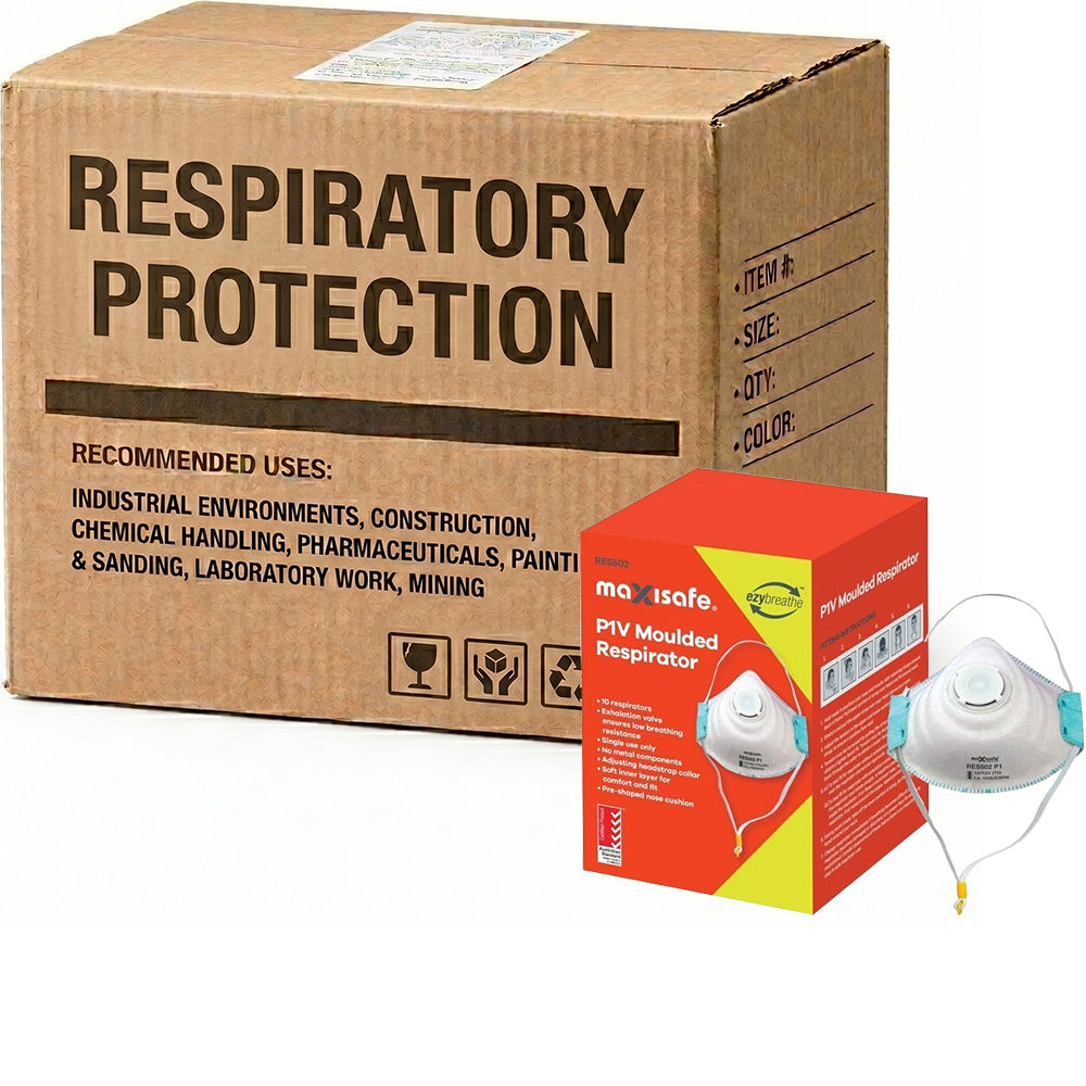 Carton of 12 Boxes Maxisafe P1 Moulded Respirator with Valve