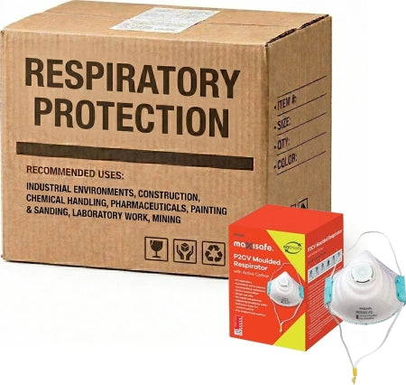 Carton of 12 Boxes Maxisafe P2 Moulded Respirator with Carbon filter and Valve