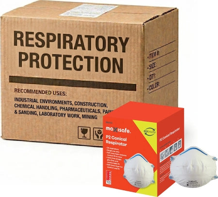 Carton of 12 Boxes Maxisafe P2 Conical Respirator