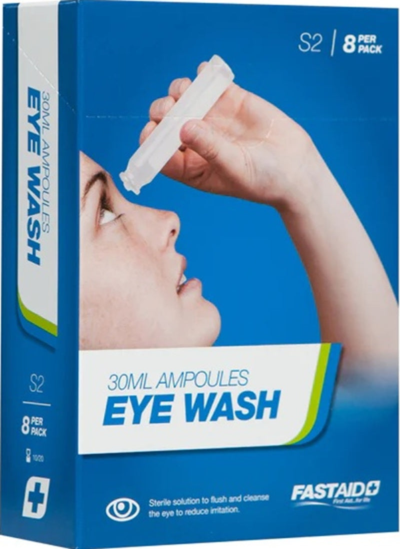 FastAid S2 Eye Wash Ampoules 30ml Pack of 8