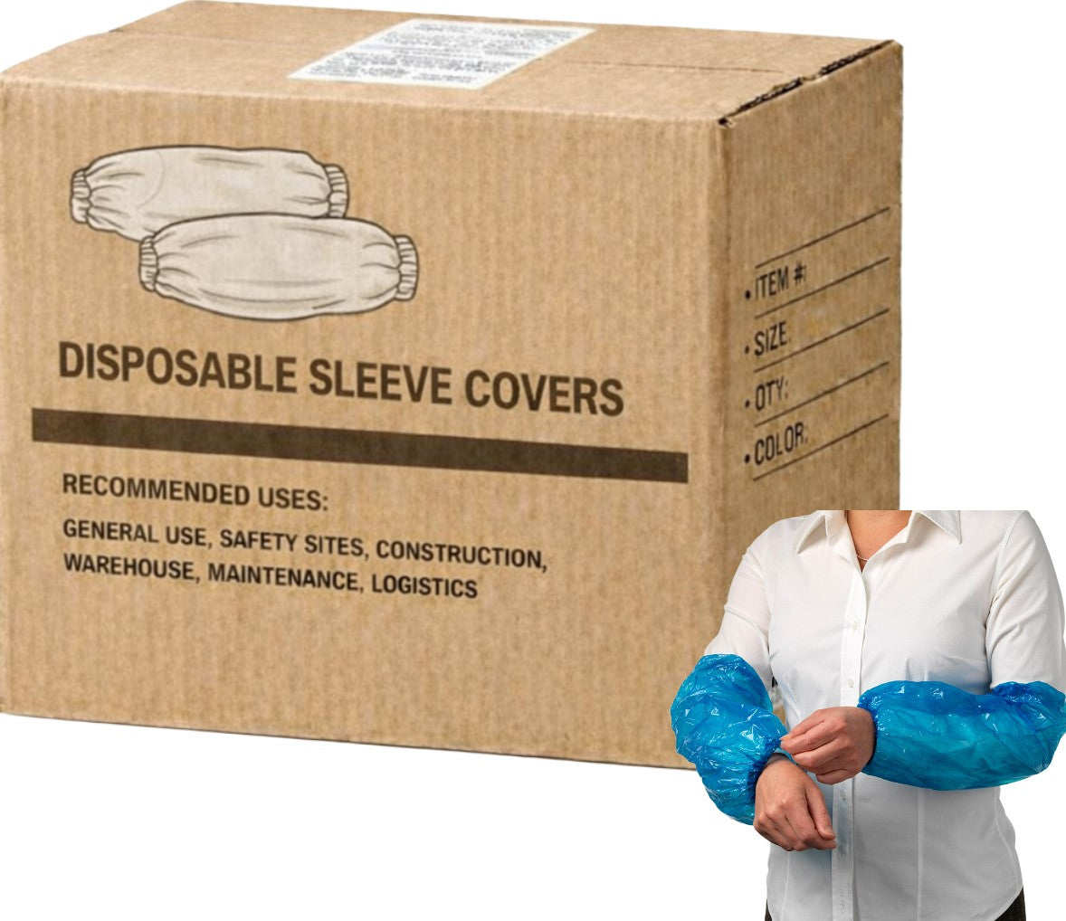 Carton of 2000 Ultra Health Disposable PE Oversleeves Blue 20 x 40 c