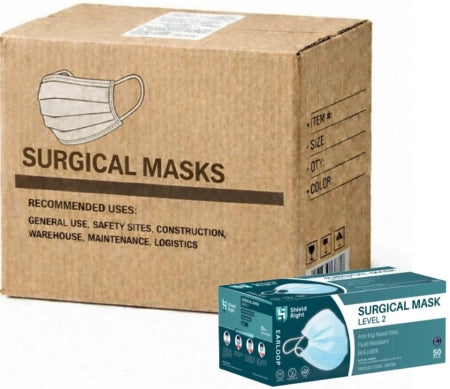 Carton of 20 Shield Right Surgical Face Mask Level 2 Earloops