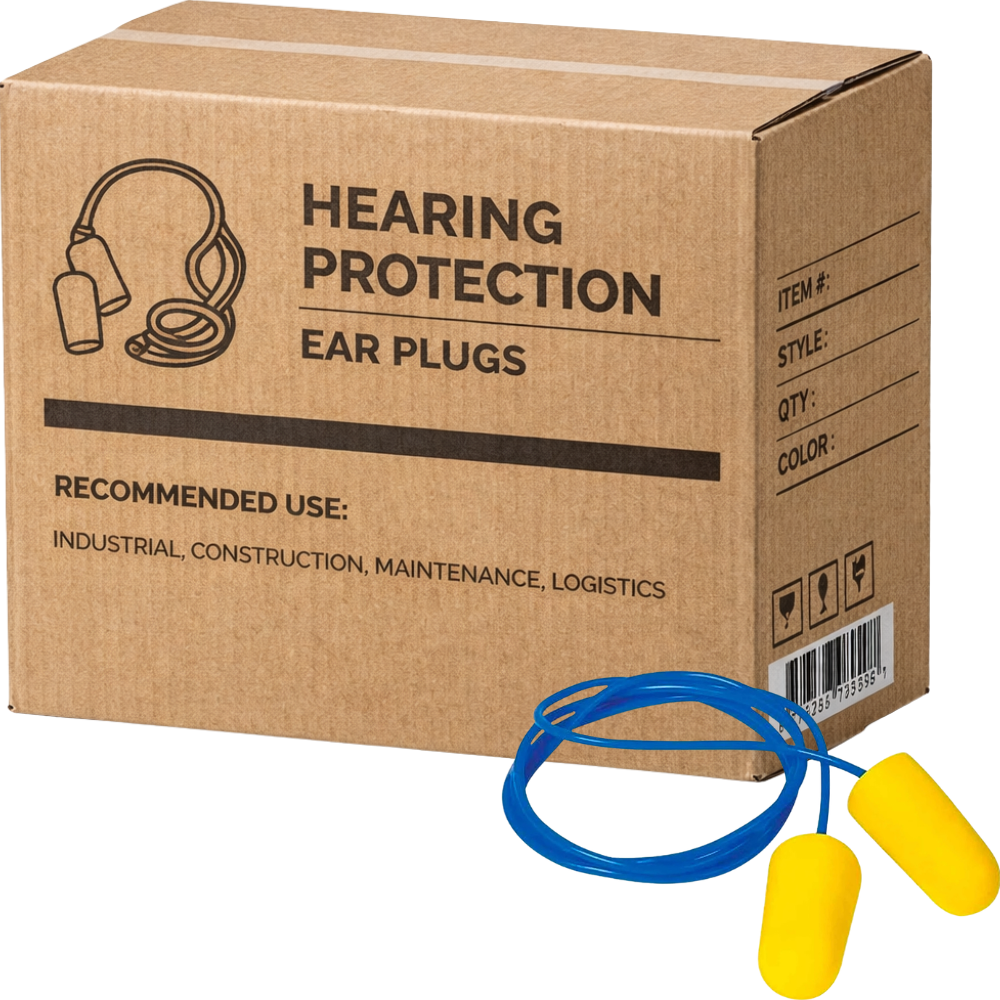 Carton of 1000 Pairs YSF Corded Class 5 Earplugs 27dB Wave Bullet - Individually Packed