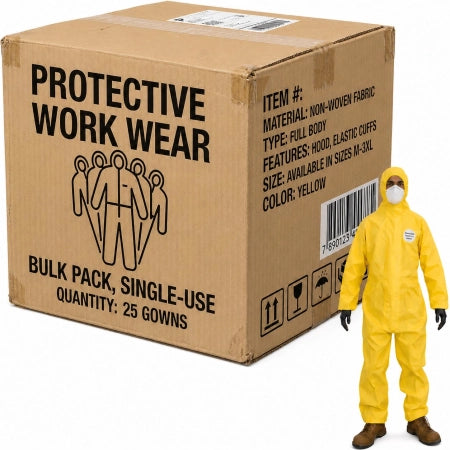 Carton of 25 Chembarrier Laminated Disposable Coverall Type 3/4/5/6