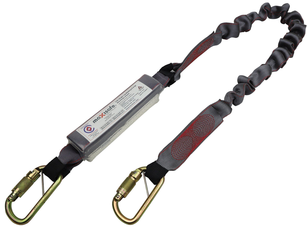Maxisafe 2M Heavy Duty Web Shock Absorbing Lanyard with Triple Action Karabiners - 140kg