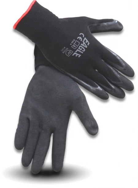 Eagle Black Nitrile Sandy Palm Safety Gloves General Use - Size 7