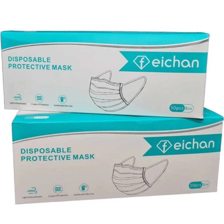 Eichan 3PLY surgical Black Covid-19 Protection Face Mask Ear Loops ~ Box of 50