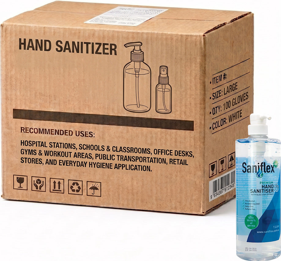 Carton of 12 Saniflex Rinse Free Premium Hand Sanitiser 1L with Plunger