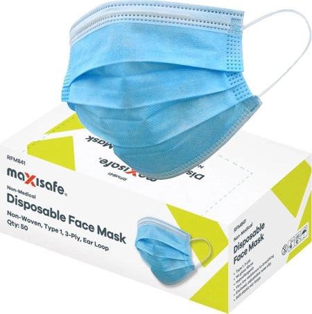 Box of 50 Maxisafe Disposable Face Mask Type 1 with Earloops