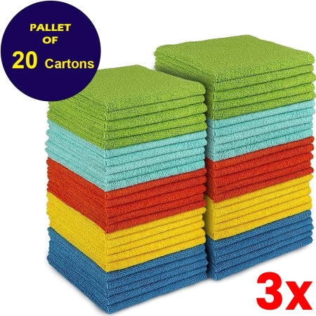 3 X Wholesale Rates Pallet of 54 Cartons 5 Packs Per carton Microfibre Rags Assorted Sizes Colours