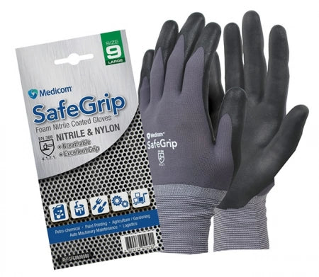 12 Pairs Medicom SafeGrip Foam Nitrile Coated Gloves