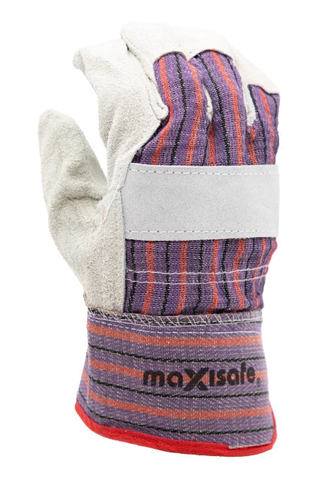 Carton of 120 Candy Stripe Leather Work Gloves