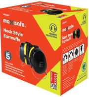 Carton of 20 Maxisafe Class 5 Yellow Neck Style Earmuff Hearing Protection