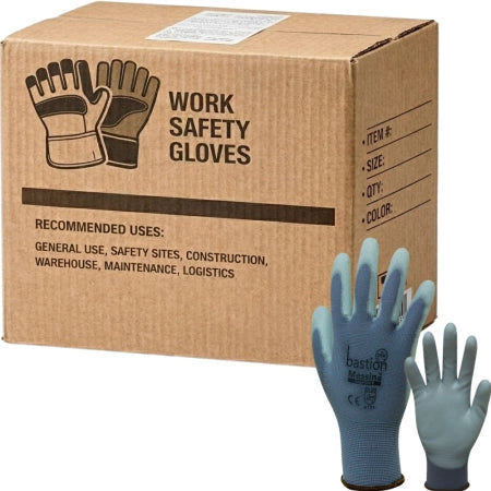 Carton of 120 Pairs Messina Grey Nylon Gloves 13G Grey Polyurethane Palm Coated Precision Grip Size 7