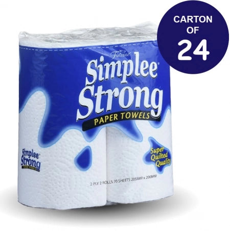 Carton of 24 Finesse Simplee Strong Kitchen Towel Twin Pack 2 Ply - 70 Sheets/Roll - 2/Pack (Standard Option)