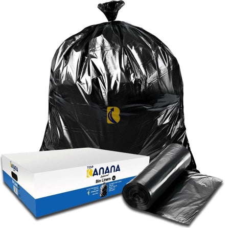 Carton of 2000 Top Banana Black 18L Bin Liners 11 Micron Standard Strength Lavender Scented