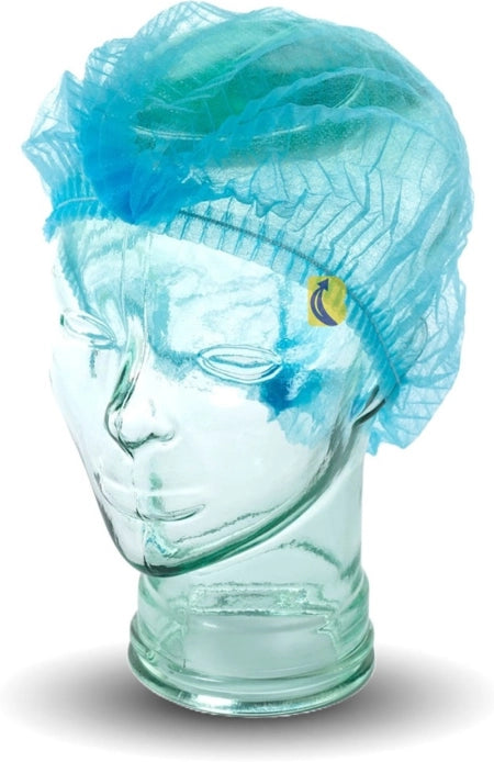 Carton of 1000 Crimped Polypropylene Hairnet Caps 21inch - Blue - 14GS