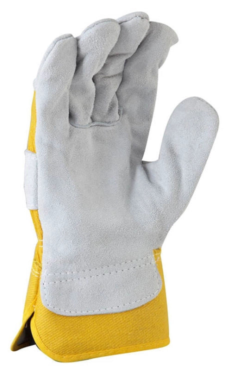 Maxisafe Grey Split palm Yellow Cotton Back Glove Carded