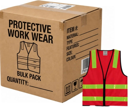 Safety Vest Vic Roads Style Small â Bulk 50 Pack â High Visibility â Road Work Safety â Fast Delivery â Maxisafe