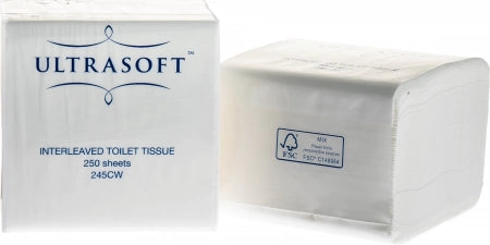 Carton of 36 Ultrasoft Interleaved Toilet Tissue 2 Ply - 250 Sheets/Pack (Standard Option)