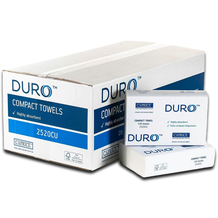 Carton of 20 Duro Compact Interleaved Towel 29cm x 20cm - 120 Sheets/Pack