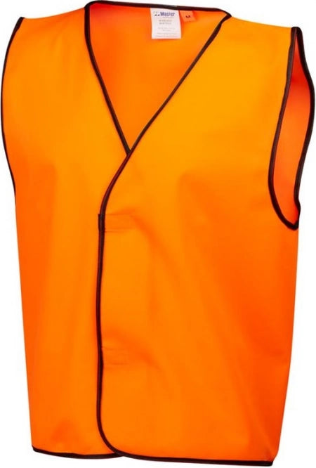 Vest Master PV21 Day High Visibility D Polyester Velcro Front Fluoro Orange Small | Custom Branding&nbsp;&amp;&nbsp;Logo&nbsp;Printing