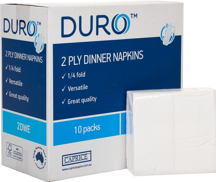 Carton of 1000 Duro 2 Ply Dinner Napkin White