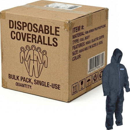 Carton of 50 Combat Navy PP Polypropylene Coverall Disposable - 5