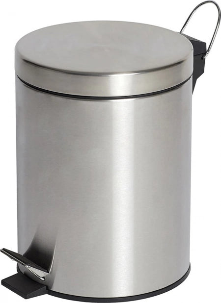5L Compass Round Pedal Bin Stainless Steel - 205mm Diameter x 285mm H