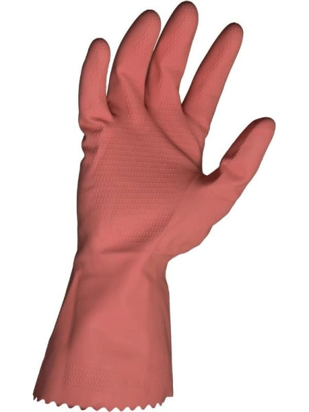 Carton of 144 Pair Pink Silverlined Rubber Gloves Honeycomb Grip - Small